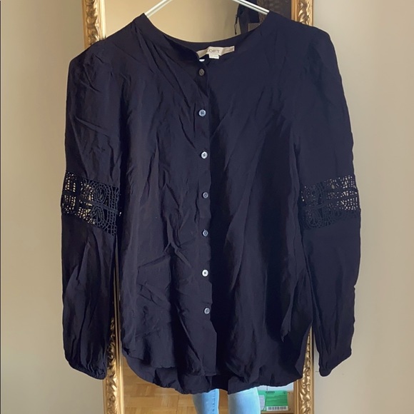 Black Button-Up Sheer Top - Picture 1 of 1